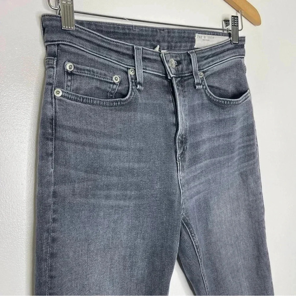 Rag & Bone Gray Nina High Rise Skinny Jeans Raw Hem Size 26 - Picture 9 of 11